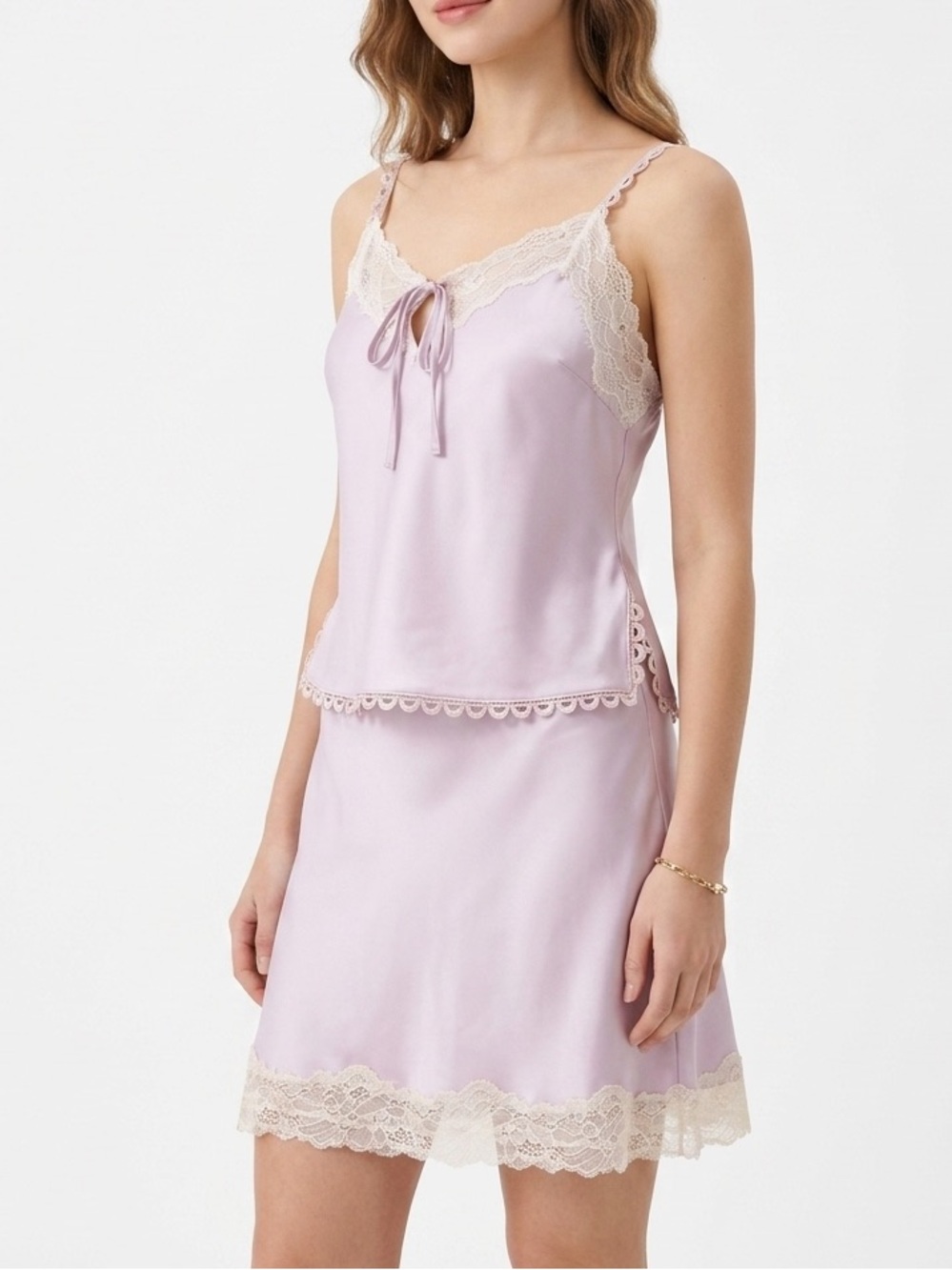 KIRIOUS Two-Piece Satin Camisole and Skirt Set SIZE SMALL